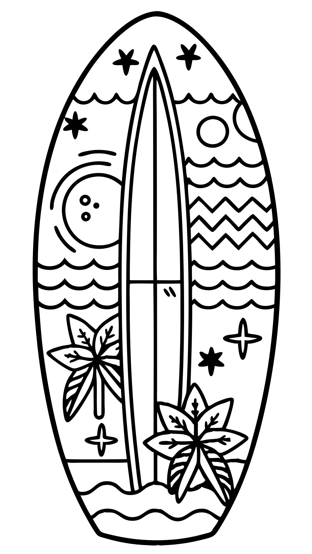 tabla de surf de la página para colorear